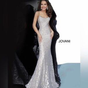 Jovani Sparkling Silver/ Nude Evening Dress